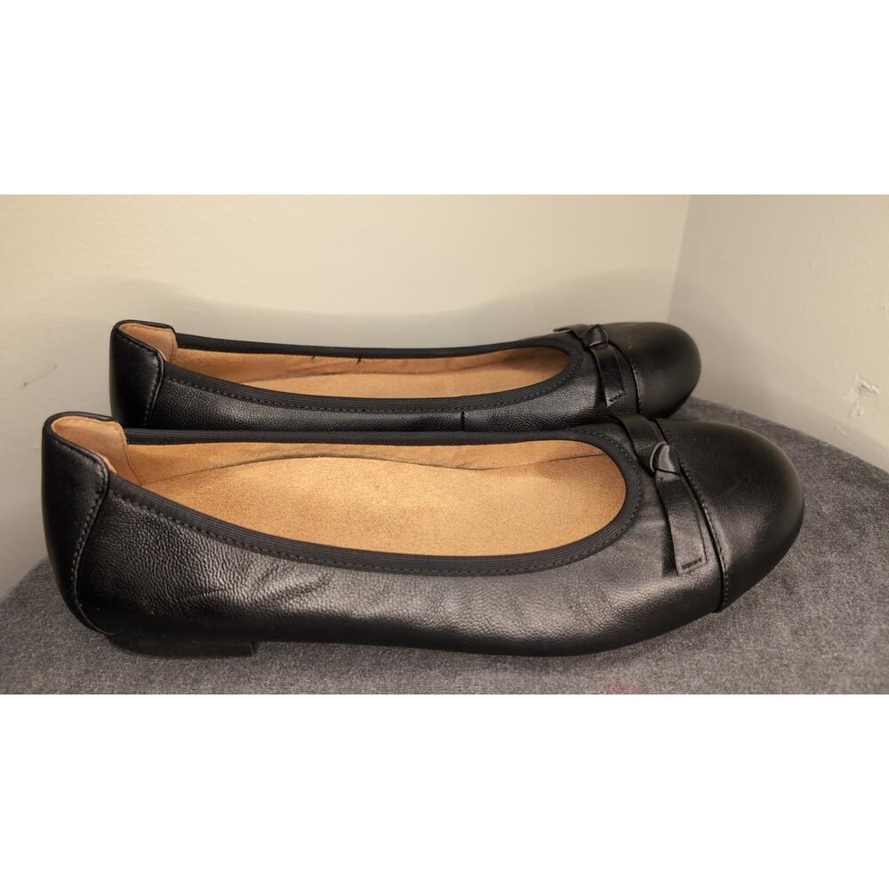 NWOT Vionic Amorie black leather orthotic bow ballet flats - Picture 5 of 9